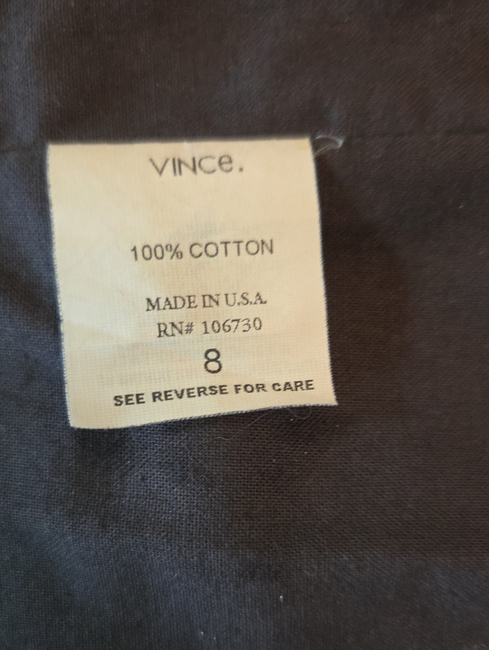 Vince Navy Blue 100% Cotton 4 Button Blazer Lapel Slash Pockets Transitional Sz8 - Picture 6 of 7